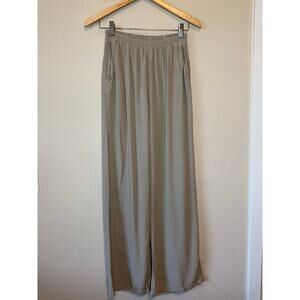 Nasty Gal relaxed linen like wide leg beige pants